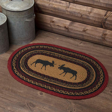 Cumberland Stenciled Moose Jute Braided Rug Oval 20